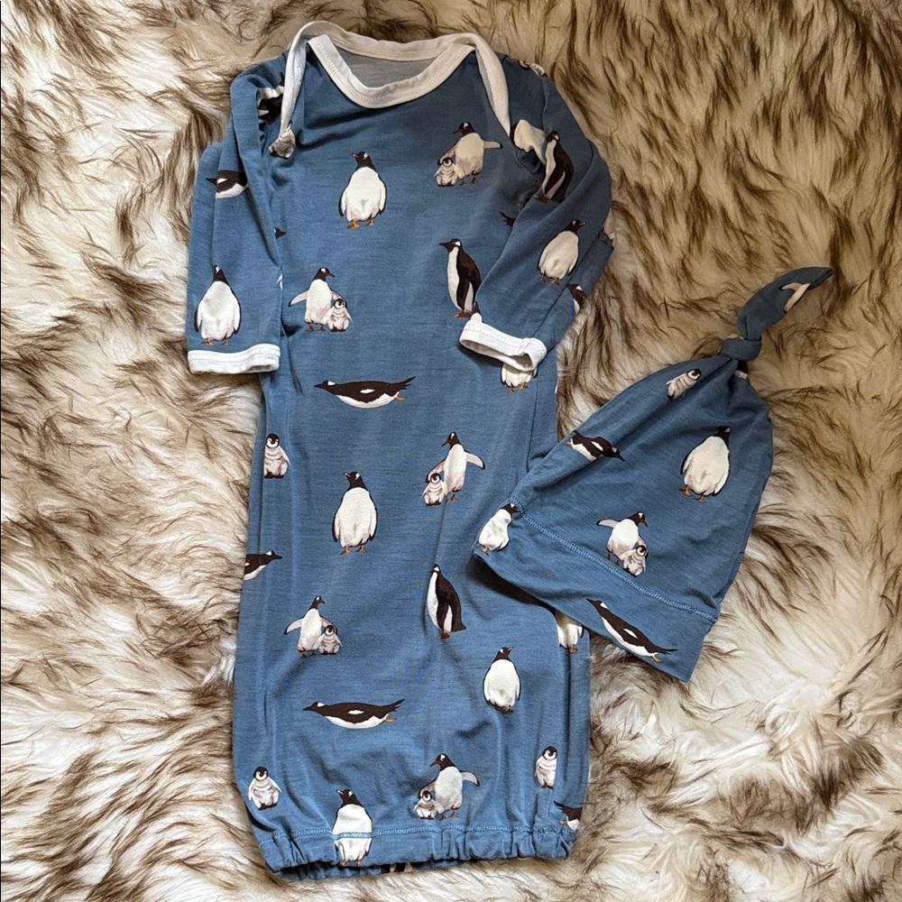 Milkbarn Penguin Newborn Gown & Hat